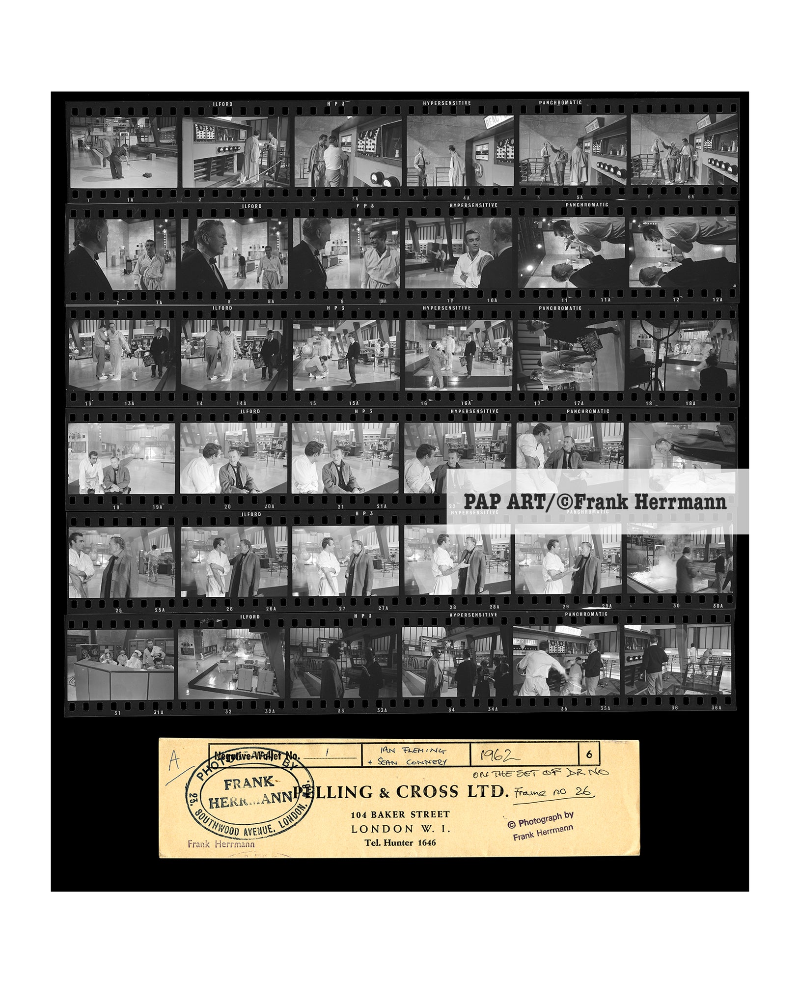 Filming Of Dr. No At Pinewood Studios, 1962 - Contact Sheet LARGE