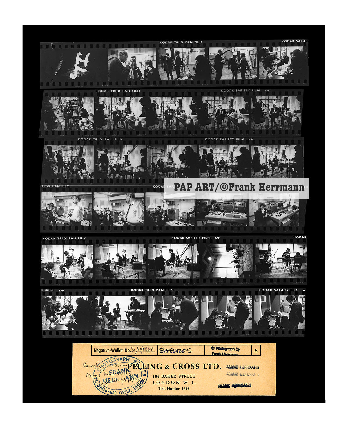 Beatles Contact Sheet 'Lost' , Abbey Road Studios, March 30th , 1967 (MEDIUM)